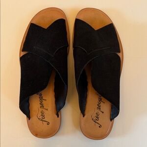 Free People Black Suede Women's Slides Size 40 (US Size 9.5)